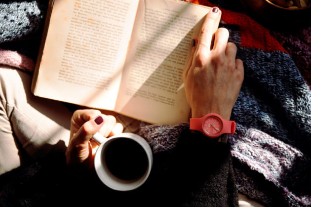 woman reading book