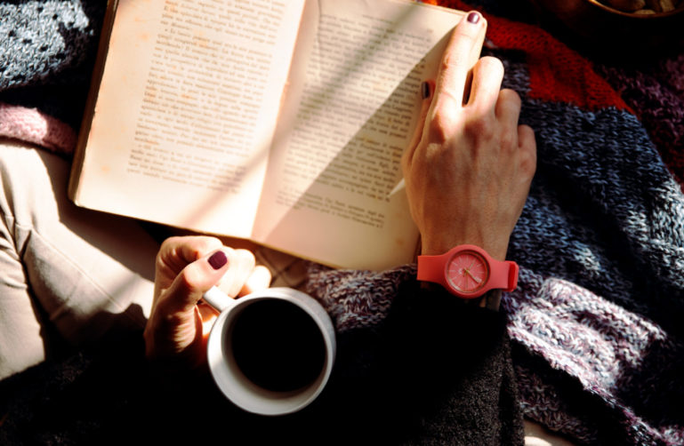 woman reading book