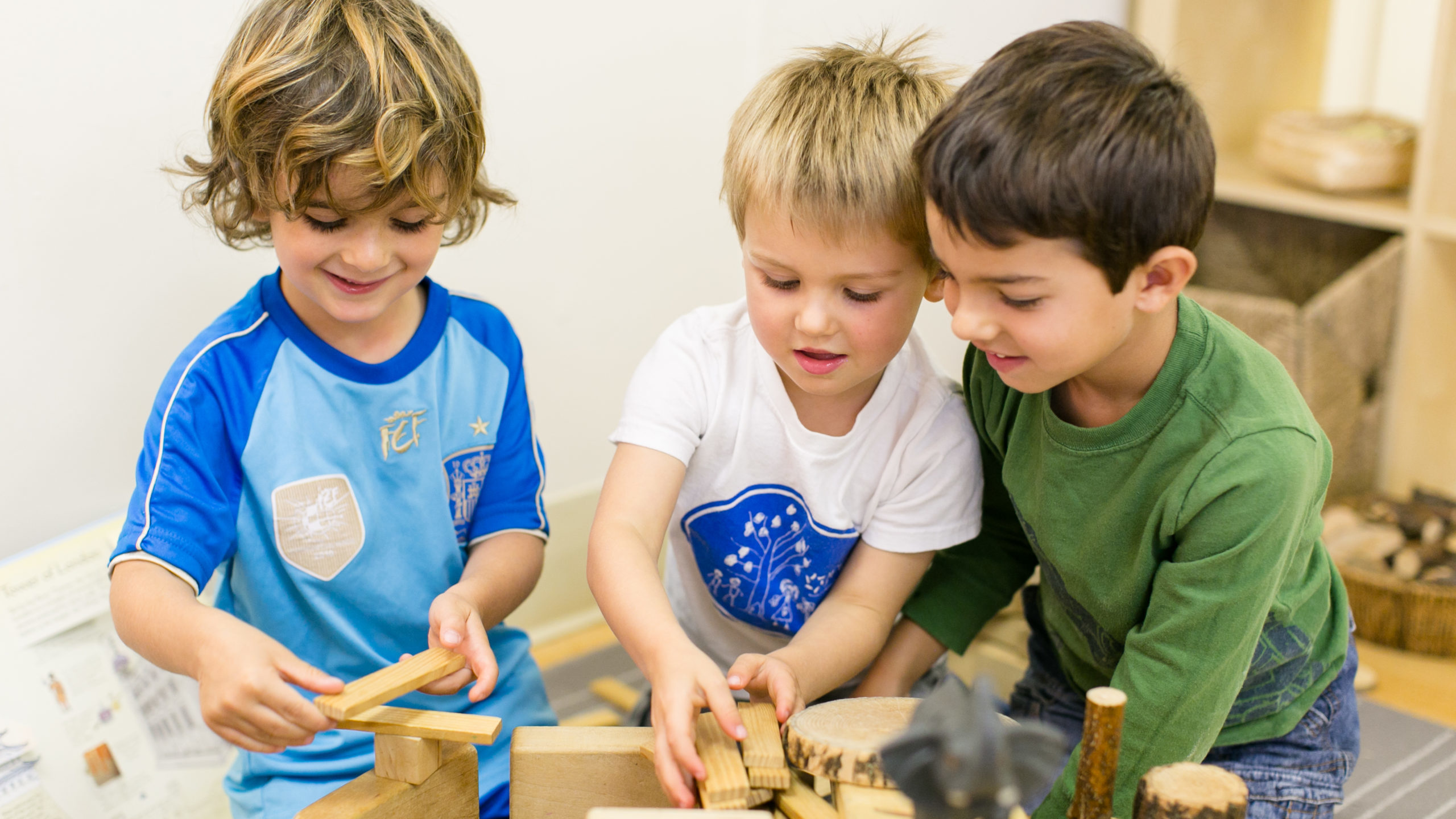 Boys playing with blocks