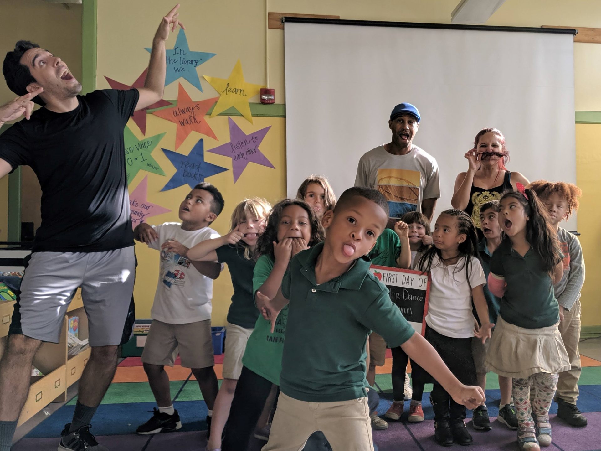 kids posing at school