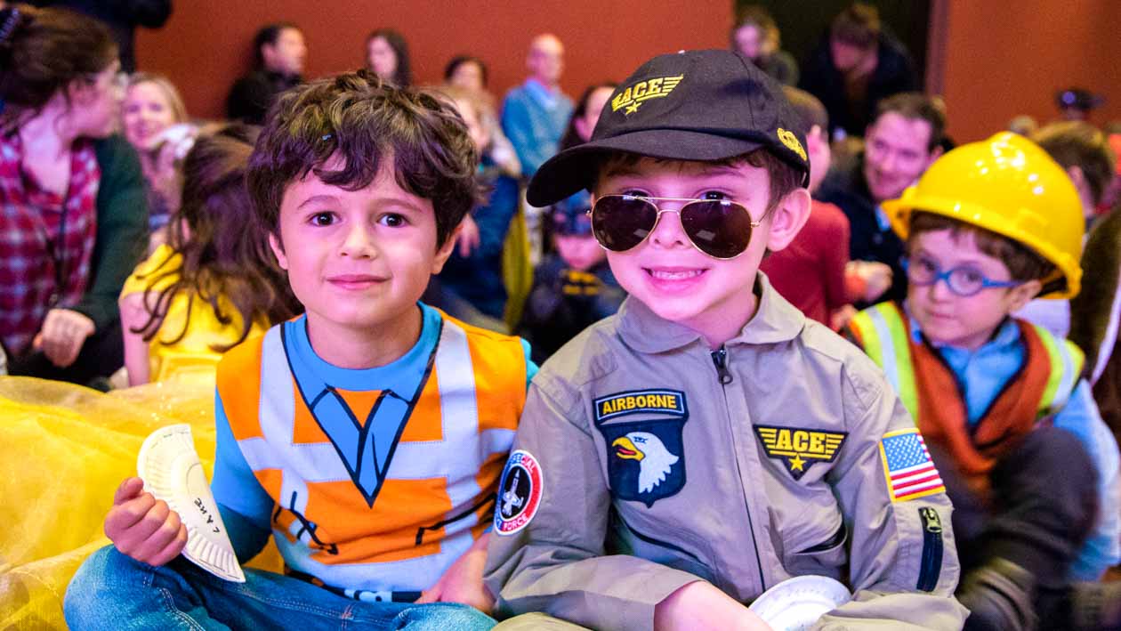 Children in costume for Purim celebration