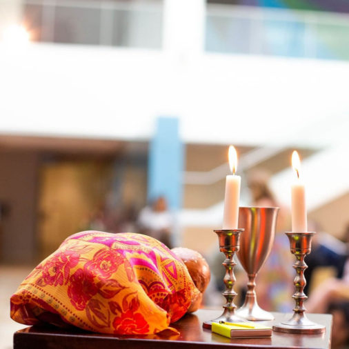 Candles and bread at an atler