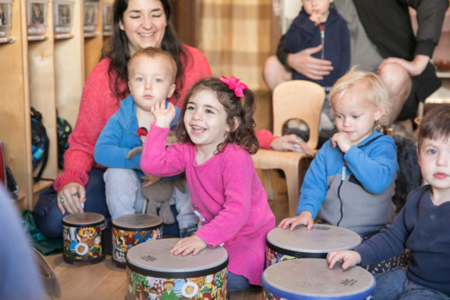 Rosenberg preschool kids playing drums.