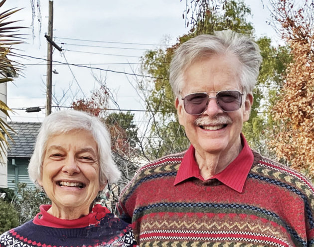 Picture of Jim Rebhan and Barbara Hollinger smiling side by side.