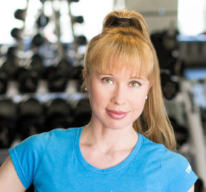 blond ponytail and bangs