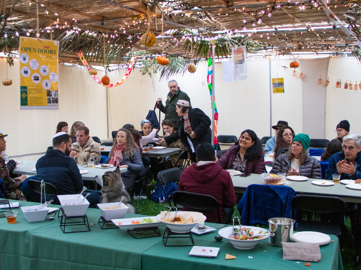Image of Shabbat in the USF Open Doors Sukkah.