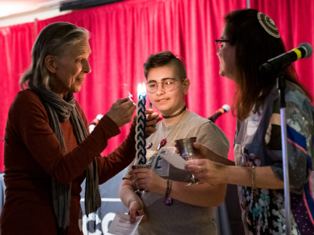 Lighting of a Havdalah candle at the JCCSF.