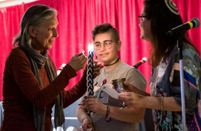 Lighting of a Havdalah candle at the JCCSF.