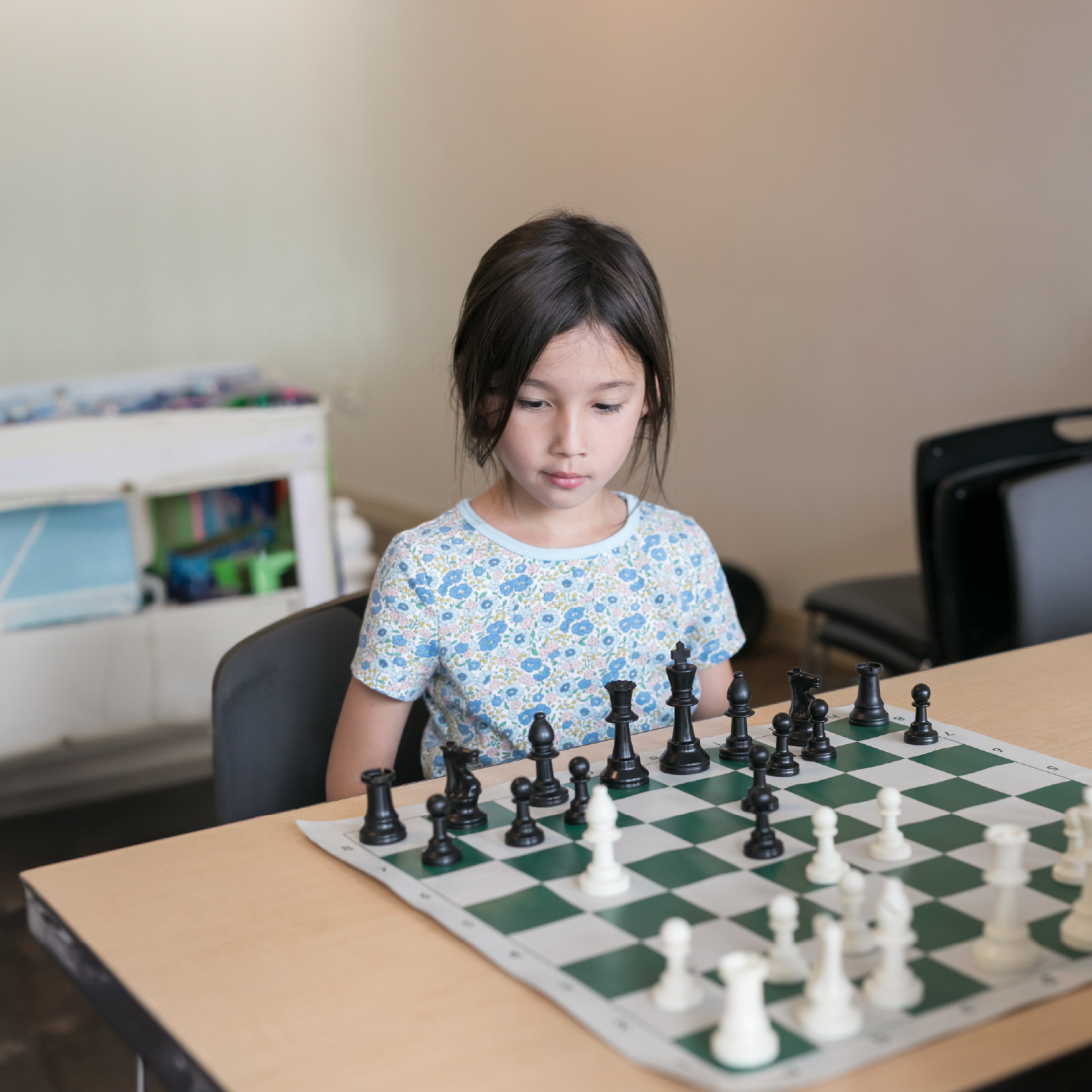 Camper playing chess.