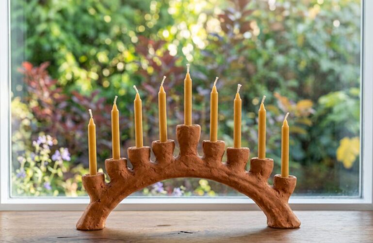 handmade ceramic menorah