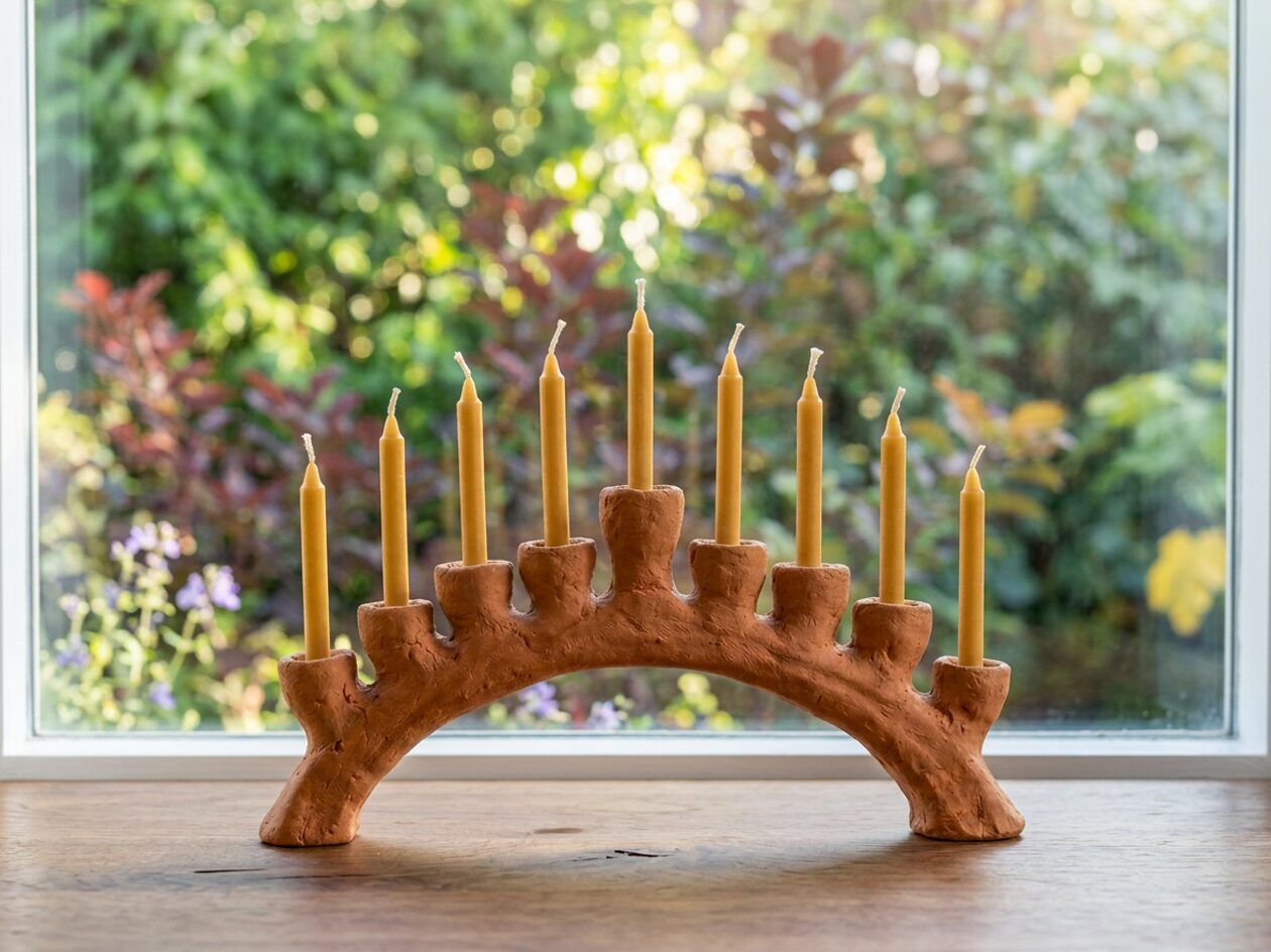 handmade ceramic menorah